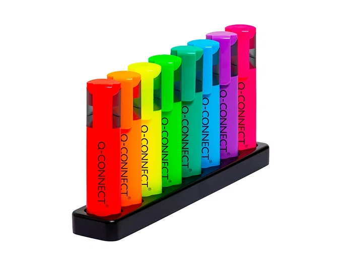 Q-connect Rotulador Fluorescente Neón Punta Biselada Estuche Sobremesa 8 Colores Surtidos Trazo 1-5mm