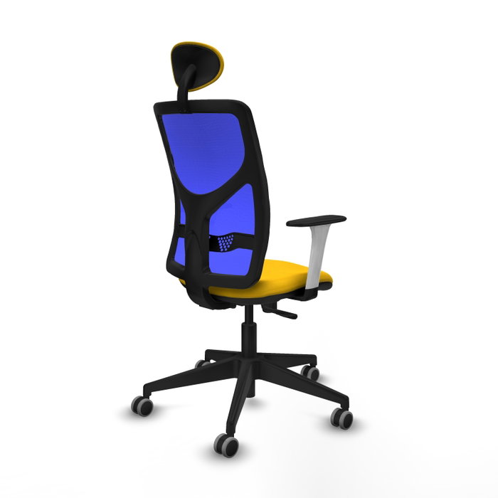 PIQUERAS Y CRESPO Silla de oficina Motilla con mecanismo Sincro, Amarillo/Azul