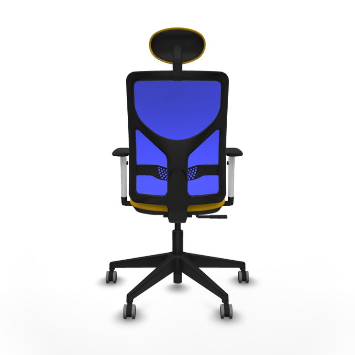 PIQUERAS Y CRESPO Silla de oficina Motilla con mecanismo Sincro, Amarillo/Azul