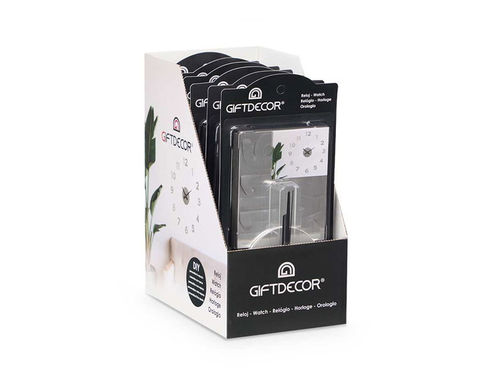 Giftdecor Reloj de Pared Decorativo Adhesivo 35 cm con Números Satinado Plata (Set de 12)