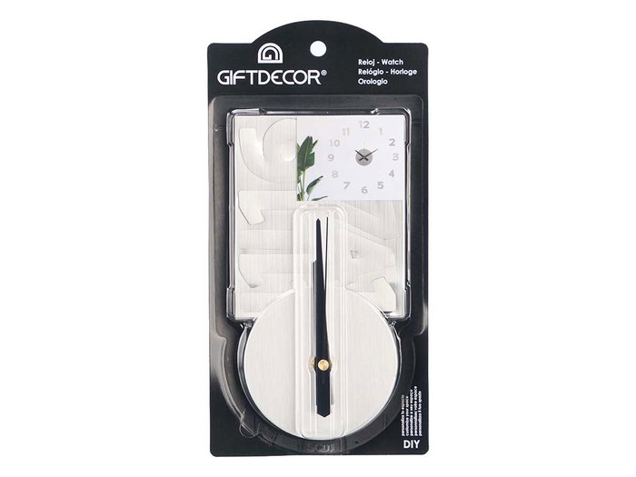 Giftdecor Reloj de Pared Decorativo Adhesivo 35 cm con Números Satinado Plata (Set de 12)