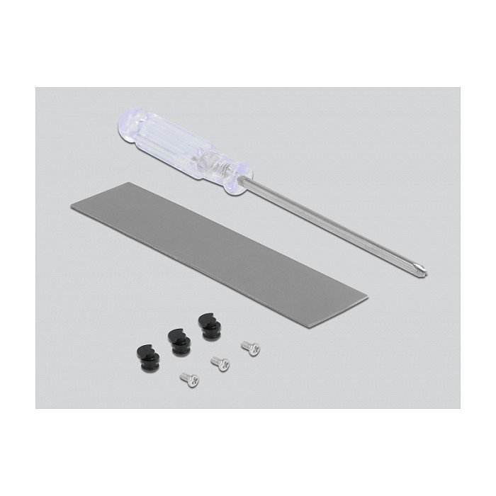 DeLOCK Adaptador PCIe a NVMe M.2 con Iluminación LED, Tarjeta PCI Express x16 (x4/x8) a 1 x M.2 Key M, Enfriamiento Pasivo, Gris, 44 mm