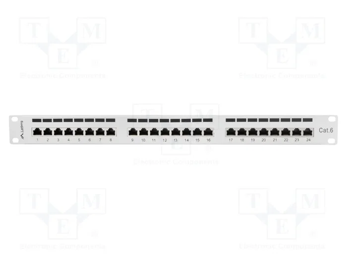 LANBERG Lanberg PPS6-1024-S Panel de parcheo 1U de 24 puertos Cat6 Gris