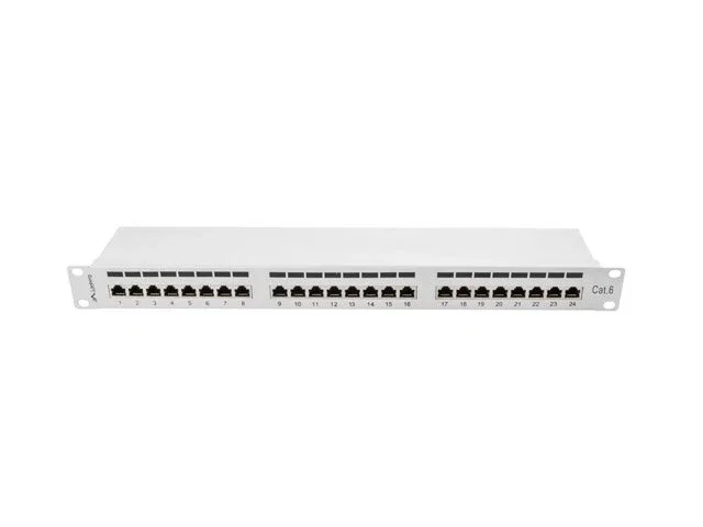 LANBERG PPS6-1024-S Panel de parcheo 1U, 24 puertos RJ-45 Cat6, Gris