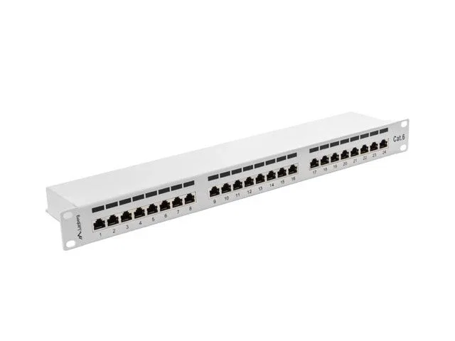 LANBERG PPS6-1024-S Panel de parcheo 1U, 24 puertos RJ-45 Cat6, Gris