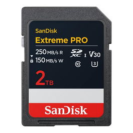 SanDisk Extreme Pro Tarjeta de Memoria SDXC 2TB, UHS-I, Clase 10, V30, Velocidades Lectura 250MB/s Escritura 150MB/s, Ideal para 4K y Fotografía Profesional