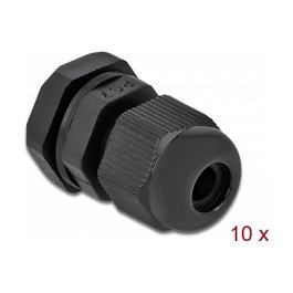 DeLOCK Prensacables PG7, 10 unidades, Negro