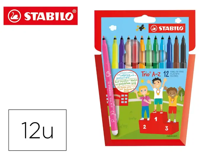 STABILO Estuche de 12 Rotuladores Trio A-Z Colores Surtidos