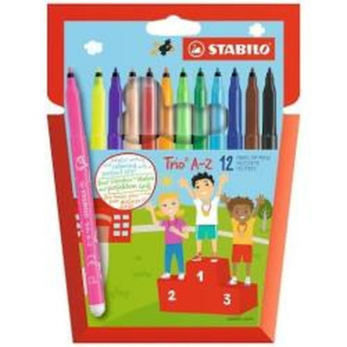 STABILO Estuche de 12 Rotuladores Trio A-Z Colores Surtidos
