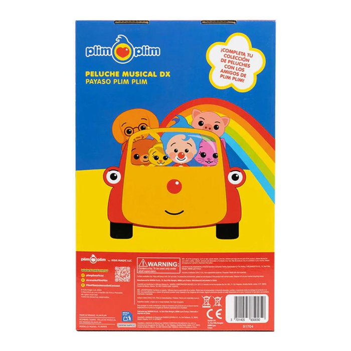 Plim Plim Peluche Musical de Payaso, 30 cm, suave y abrazable, reproduce canciones, para bebés +12 meses