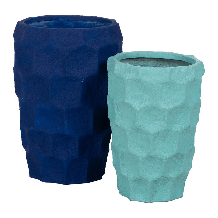 Macetero Azul Cemento Decoración 42,70 X 42,50 X 62 cm