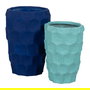 Macetero Azul Cemento Decoración 42,70 X 42,50 X 62 cm