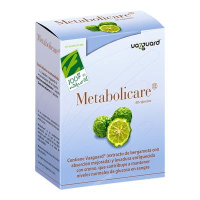 Cien Por Cien Natural Metabolicare 60 Cap. Extracto Bergamota Vazguard Fitosoma Cromo Nutrafeast Complemento Alimenticio