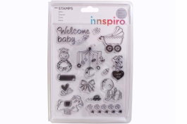 Innspiro Set de sellos acrílicos Bienvenida al bebé 14x18cm