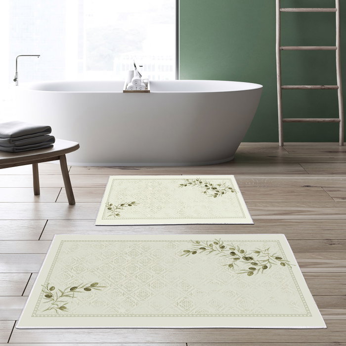 Mijölnir Kt459 Juego de Alfombrillas de Baño de Poliéster Antideslizante Antibacteriano 50x60cm 60x100cm