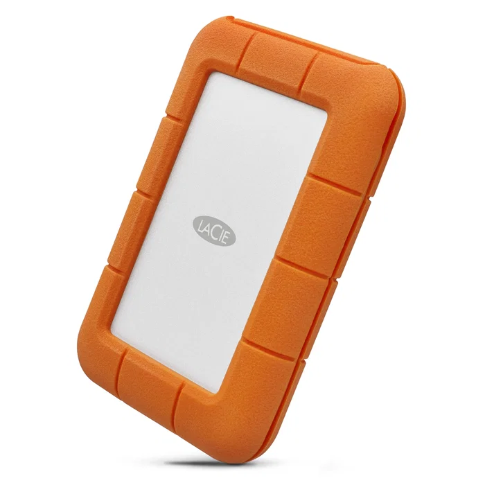 LaCie Rugged Secure STFR2000403 Disco Duro Externo Portátil 2TB USB-C 3.2 Gen 1 Cifrado AES-256 bits, Resistente a Golpes, Agua y Caídas, Compatible PC/Mac, Color Naranja y Blanco