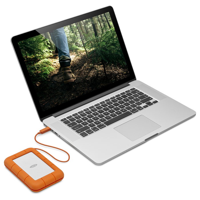 LaCie Rugged Secure - Disco Duro Externo 2 TB, USB-C USB 3.2 Gen 1, Resistente a Golpes, Agua y Polvo, Naranja