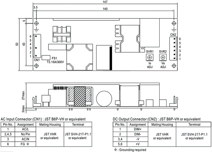 MEAN WELL HLP-60H-36 Alimentador LED 61,2W 36VDC