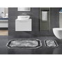 Mijölnir 21020615Sy Juego de Alfombrillas de Baño Antideslizantes Antibacterianas de Poliéster Color Gris y Negro