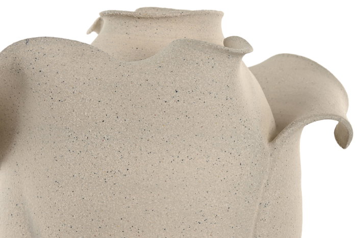 DKD Home Decor Jarrón de Cerámica Orgánico Artesanal Blanco