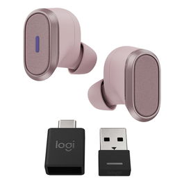 Logitech Zone True Wireless Auriculares Inalámbricos con Cancelación de Ruido Activo y Micrófono, Color Rosa, para Oficina y Llamadas