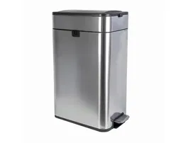 Maul Papelera de acero inoxidable con tapa mariposa, 40 litros, diseño estrecho y silencioso