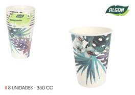 Algon Set 8 Vasos Carton Tropic 330 cc (18 Unidades)