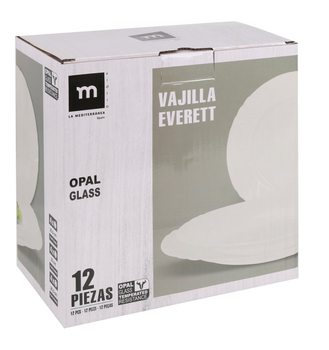 La Mediterranea Vajilla 12 Piezas Redondo Opal Everett (2 Unidades)