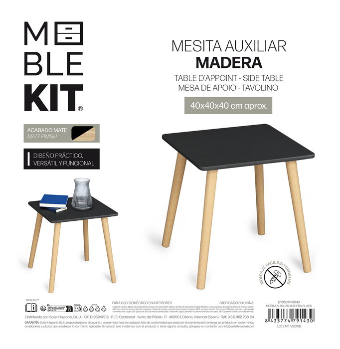 Inde Mesita Auxiliar Madera Black 6 cm (ancho) x 43 cm (alto) x 41 cm (largo) (2 Unidades) Inde Mesita Auxiliar Madera Black 6 cm (ancho) x 43 cm (alto) x 41 cm (largo) (2 Unidades)