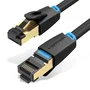 Vention Cable Ethernet Cat8 S/FTP 40Gbps 2000MHz RJ45, 1.5 Metros, Doble Blindaje, AWG28, Oro, Compatible con PS5 Xbox Smart TV y Más, Negro