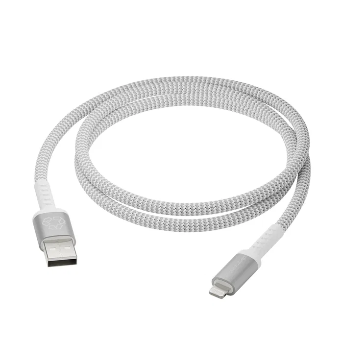 Dbramante1928 Cable Lightning a USB A 1.2m Blanco - CB12ALGR7115 - Trenzado, Plástico 100% Reciclado, 480 Mbps, Plug & Play