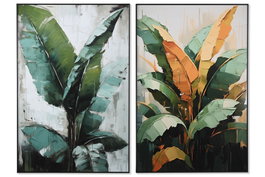 DKD Home Decor Cuadro de Palmera en Aluminio y MDF, 80x3,5x120 cm, Pack de 2