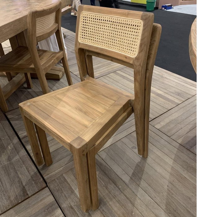 DKD Home Decor Silla de Teca Maciza y Ratán