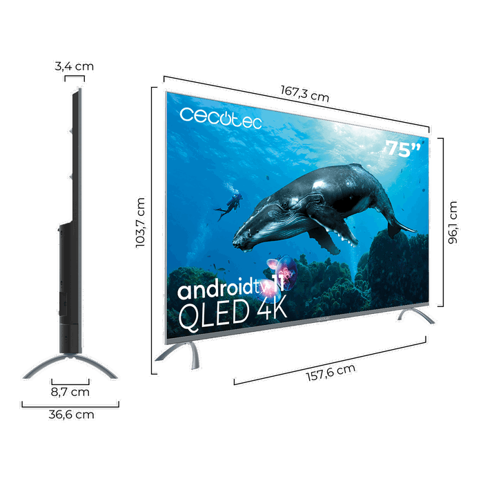 Cecotec TV QLED V3+ series VQU30075+ 75 pulgadas 4K UHD Cecotec TV QLED V3+ series VQU30075+ 75 pulgadas 4K UHD