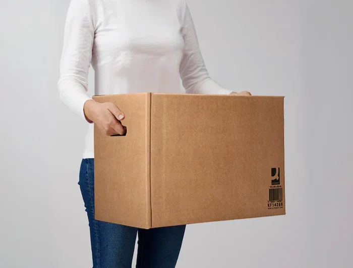 Q-connect Caja para embalar americana ultra resistente con asas, cartón canal doble 7 mm, color kraft, 430x300x250 mm Q-connect Caja para embalar americana ultra resistente con asas, cartón canal doble 7 mm, color kraft, 430x300x250 mm