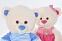 DKD Home Decor Peluche Osito Boy/Girl Azul Rosa Beige 25 x 50 x 25 cm (2 Unidades)