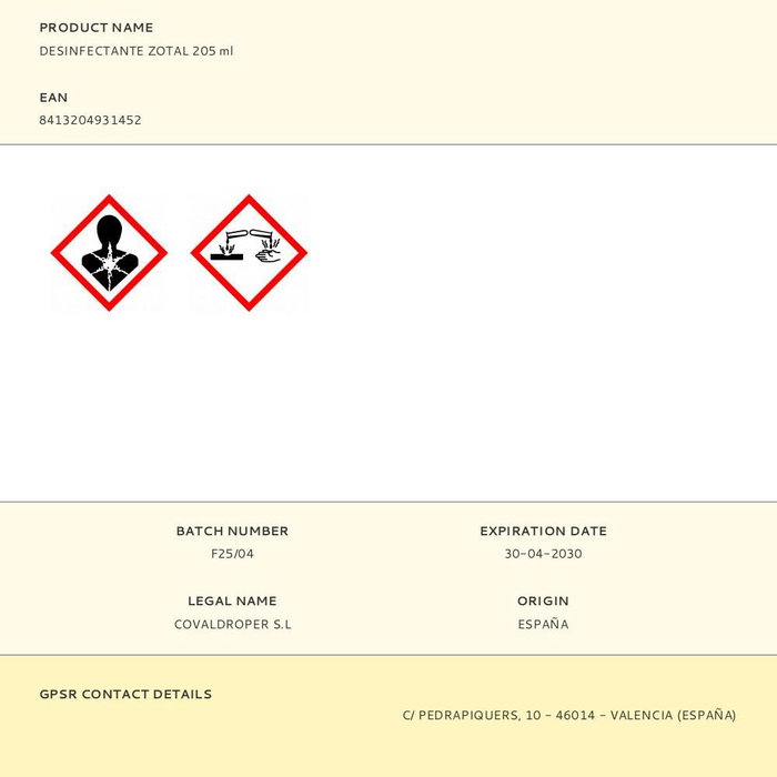 Zotal Desinfectante Fungicida y Desodorizante 205 ml Zotal Desinfectante Fungicida y Desodorizante 205 ml