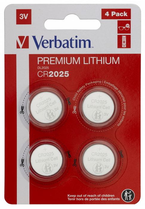 Verbatim CR2025 Batería de Litio 3V (Pack de 4)