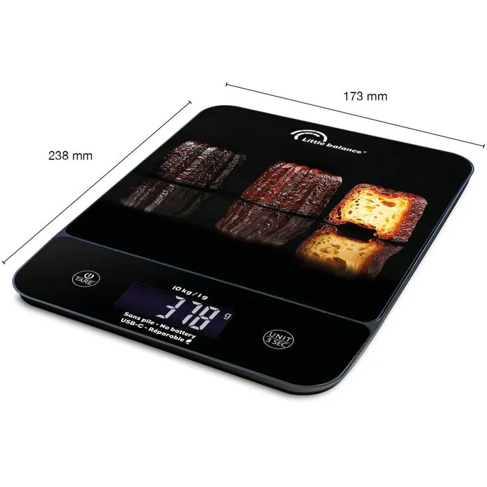 Little Balance AABAM69321 - Balanza de Cocina Happy Genius 10, USB, Sin Pilas, Estriada