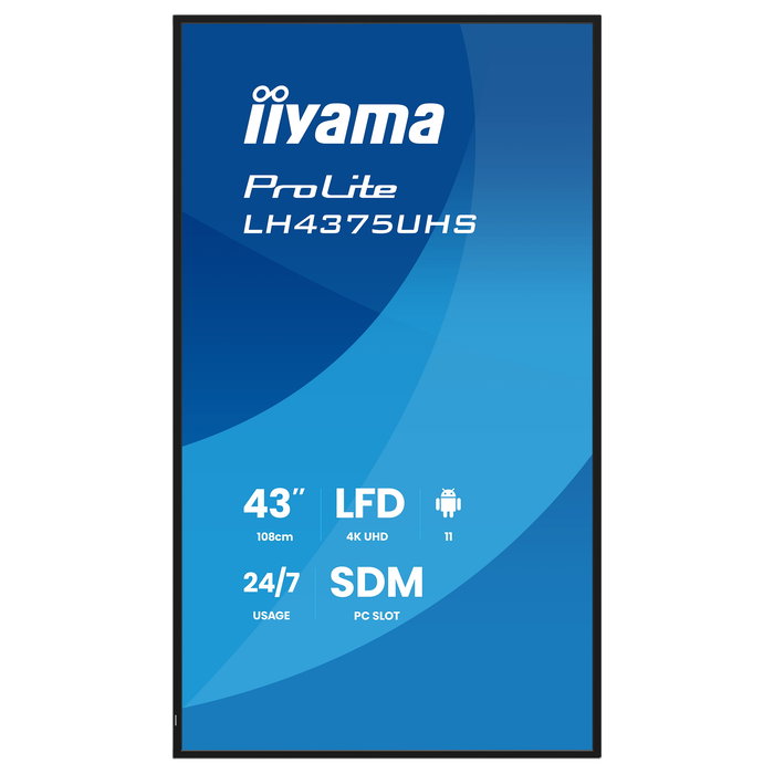 Iiyama LH4375UHS-B2AG Monitor Señalización Digital 42.5" 4K UHD Smart TV con Android 11, 3xHDMI, 3xDisplayPort, USB, Wifi y Daisy Chain (LH4375UHS-B2AG)