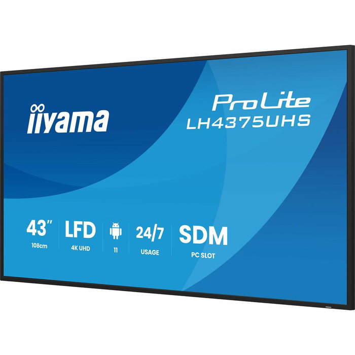 Iiyama LH4375UHS-B2AG 43 el monitor de señalización digital 4K UHD Android 11 Iiyama LH4375UHS-B2AG 43 el monitor de señalización digital 4K UHD Android 11