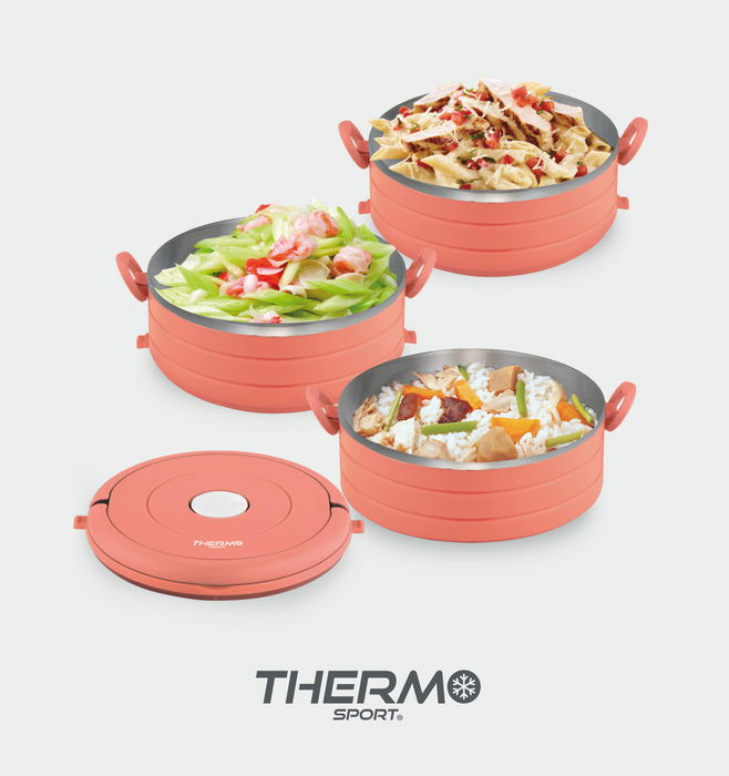 Thermosport Fiambrera Plástico Acero 0.6L - Dimensiones: 15.6 cm Ancho x 18 cm Alto x 15.3 cm Largo (6 Unidades)