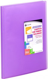 CARCHIVO Carpeta con 10 fundas soldadas A4 tapa flexible violeta