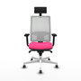 PIQUERAS Y CRESPO Silla de oficina Horna Rosa y Blanco con mecanismo Sincro