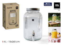 Inde Tarro Vidrio Dispensador con Grifo Lines 4L La Mediterran 15x26cm (6 Unidades)