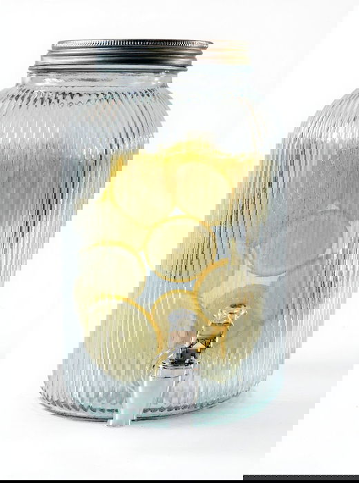 Inde Tarro Vidrio Dispensador con Grifo Lines 4L La Mediterran 15x26cm (6 Unidades)