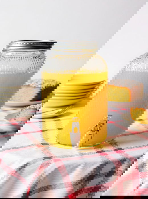 Inde Tarro Vidrio Dispensador con Grifo Lines 4L La Mediterran 15x26cm (6 Unidades)