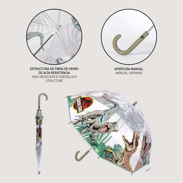 Cerdá Paraguas Manual Burbuja Jurassic Park Niños 2-8 Años Verde Transparente Cerdá Paraguas Manual Burbuja Jurassic Park Niños 2-8 Años Verde Transparente