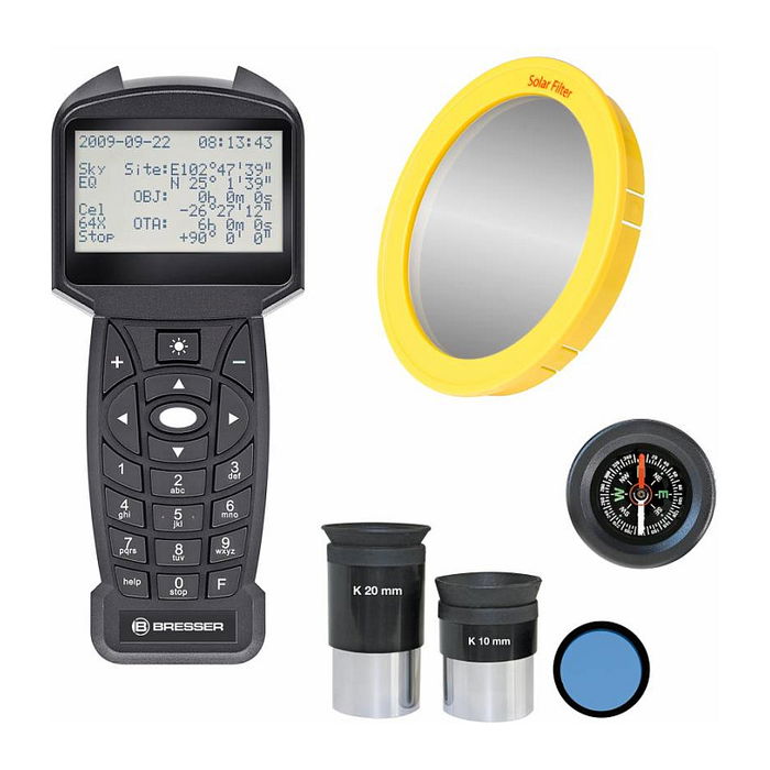 Bresser Refraktor Telescopio Astronómico Automático GOTO 80/400, Montura Altacimutal, Trípode de Aluminio Incluido - Negro