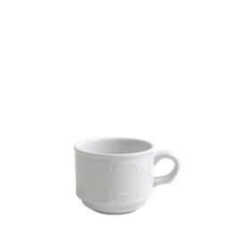 Augusta Taza de Café Apilable de Porcelana, Vajilla, 15 cl, Color Café, Porvasal (Set de 24)
